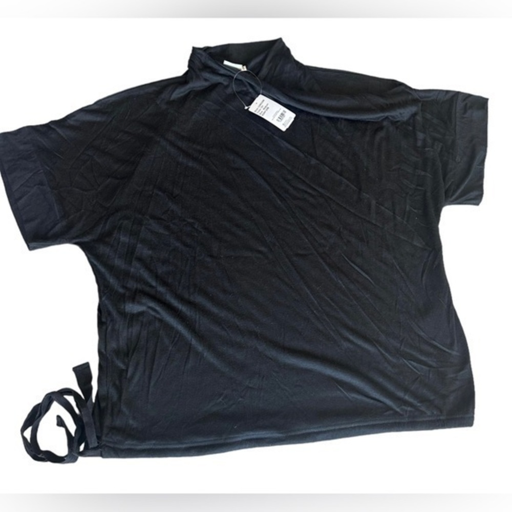 Simple by Suzanne Betro Short Sleeve Black Top - Womens Size Medium - Black